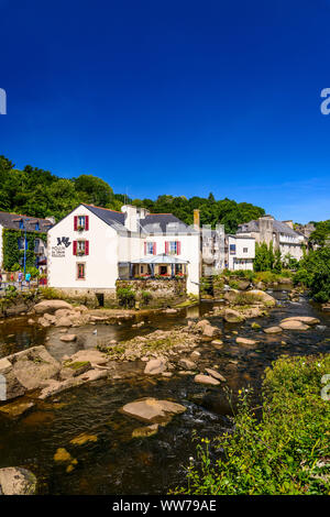 France, Brittany, FinistÃ¨re Department, Pont-Aven, Aven River with Moulin du Grand Poulguin Stock Photo