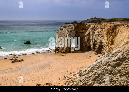 France, Brittany, Morbihan, Quiberon, CÃ´te Sauvage, Arche de Port Blanc Stock Photo