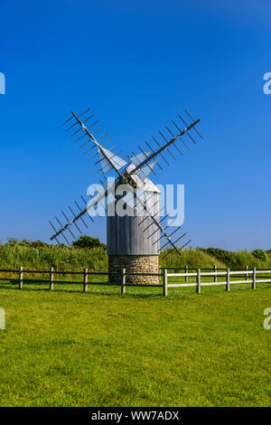 France, Brittany, FinistÃ¨re Department, ClÃ©den-Cap-Sizun, 'Moulin de Trouguer' windmill near Pointe du Van Stock Photo