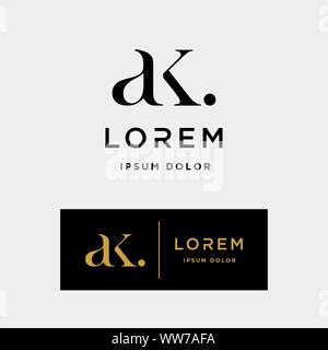 AK K Letter Linked Luxury Premium Logo Vector Stock Vector