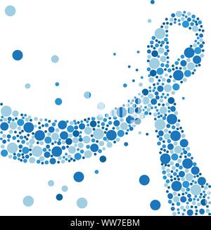 Prostate cancer awareness blue ribbon made of circles. Vector illustration. Stock Vector