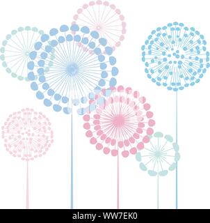 Dandelion background in pastel colors vector illustration. Stock Vector