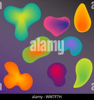 Fluorescent colors bubbles set  EPS10. Organic shape trendy 3d vector. Stock Vector