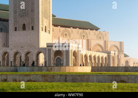 Morocco, Casablanca, Mosque Hassan II, forecourt in the morning light Stock Photo