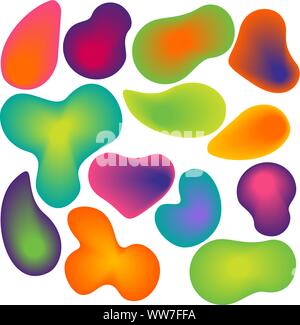 Fluorescent colors bubbles set isolated on white background. EPS10. Organic shape trendy 3d vector. Stock Vector