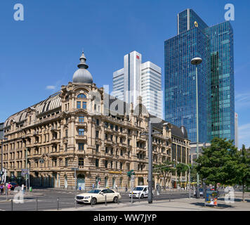 Germany, Hesse, Frankfurt am Main, Gallusanlage, office and commercial building FÃ¼rstenhof, behind Gallileo skyscraper, DB skyscraper Stock Photo