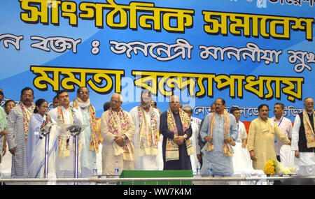 Kolkata, India. 13th Sep, 2019. West Bengal Chief Minister Mamata Banerjee addresses an organizational meeting of West Bengal State Government Employees Federation. (Photo by Saikat Paul/Pacific Press) Credit: Pacific Press Agency/Alamy Live News Stock Photo