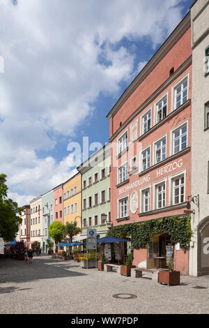 Historical town houses, Wasserburg am Inn, Upper Bavaria, Bavaria, Germany, Europe Stock Photo