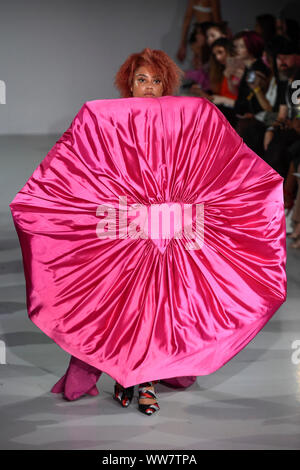 London, UK.  13 September 2019.  A model presents a look by Ellen Larsson of Swedish School of Textiles during Fashion Scout SS20, an off schedule show at Victoria House in Bloomsbury Square, on the opening day of London Fashion Week.    Credit: Stephen Chung / Alamy Live News Stock Photo