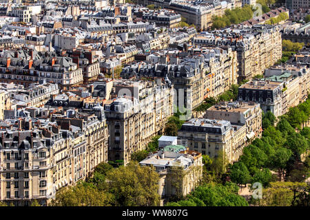 View from the Eiffel Tower over Paris, France, Europe, Stock Photo