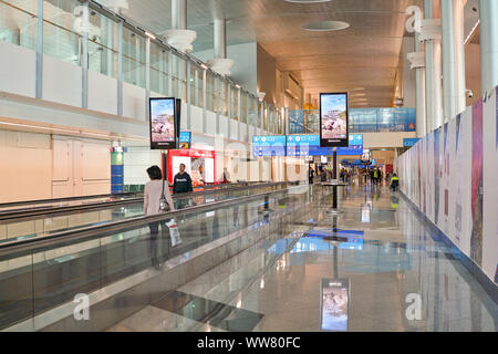 DUBAI, UAE - CIRCA JANUARY, 2019: interior shot of Dubai International Airport. Stock Photo