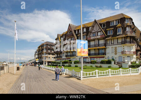 Seafront in Trouville-sur-Mer at the Cote Fleurie, Departement Calvados, Basse-Normandie, English Channel, France Stock Photo