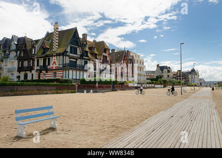 Seafront in Trouville-sur-Mer at the Cote Fleurie, Departement Calvados, Basse-Normandie, English Channel, France Stock Photo