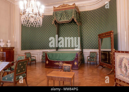 The Queen's Bedroom (Queen Caroline) and birthplace of King Ludwig II inside the Nymphenburg Palace (Schloss Nymphenburg), Munich, Bavaria, Germany. Stock Photo