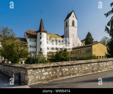 Historical old town of Brugg in the Canton of Aargau, reformed parish church Stock Photo