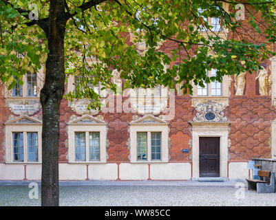 Historical old town of Brugg in the Canton of Aargau, former Latin school, facade painting Stock Photo