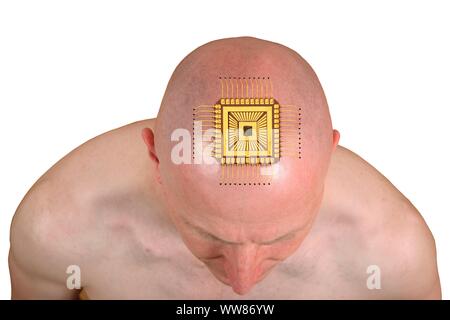 Cyborg brain, conceptual image Stock Photo