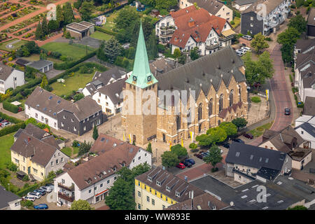 Aerial view, St. Mauritius Cathedral in Niederwenigern, Hattingen, Ruhrgebiet, North Rhine-Westphalia, Germany Stock Photo