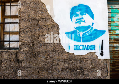 Bolivian political elections for presidency in 2019, advertising Evo Morales for president, Movement for Socialism, MAS,  Party. Stock Photo