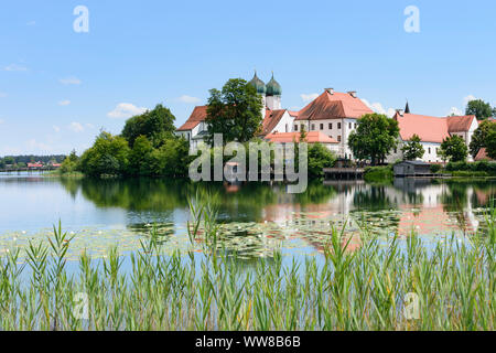 Seeon-Seebruck, Seeon Abbey, lake Klostersee in Upper Bavaria, Bavaria, Germany Stock Photo
