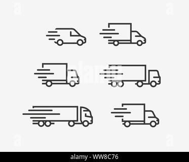 Truck icon set. Freight, delivery symbol. Vector illustration Stock Vector
