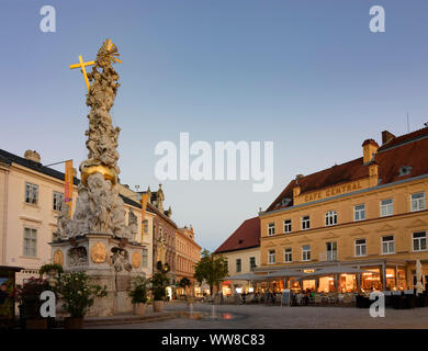 Baden, square Hauptplatz, PestsÃ¤ule (Plague Column), Wienerwald, Vienna Woods, Lower Austria, Austria Stock Photo