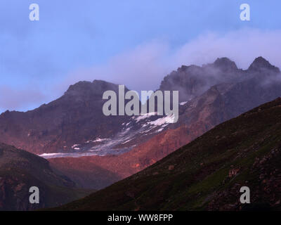 Storm in the evening over the Silvretta Group in the Central Alps between Switzerland and Austria Stock Photo