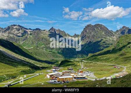 Silvretta group in the Central Alps between Switzerland and Austria seen from Austria Stock Photo