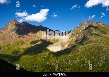Landscape at the Kaunertal Glacier in the Central Alps between Switzerland, Italy and Austria seen from the Kaunertal Glacier Road in Austria Stock Photo