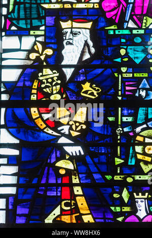 England, Kent, Canterbury, Canterbury Cathedral, Stained Glass Window depicting King Henry I Stock Photo