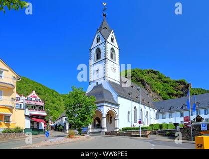 Pilgrimage church in the district of Bornhofen, Kamp-Bornhofen, Rhine, Middle Rhine Valley, Rhineland-Palatinate, West Germany, Germany Stock Photo