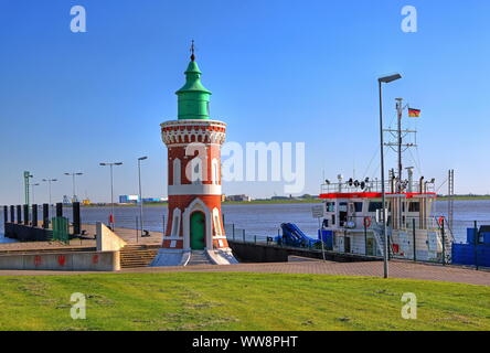 Lighthouse Pingelturm am Weserufer, Bremerhaven, mouth of the Weser, Land Bremen, Northern Germany, Germany Stock Photo