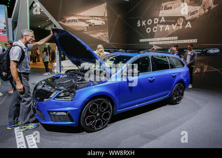 Frankfurt, Germany. 12th Sep, 2019. The Czech car manufacturer Skoda, part of the Volkswagen Group, displays the Skoda Octavia RS Combi at the 2019 Internationale Automobil-Ausstellung (IAA). (Photo by Michael Debets/Pacific Press) Credit: Pacific Press Agency/Alamy Live News Stock Photo