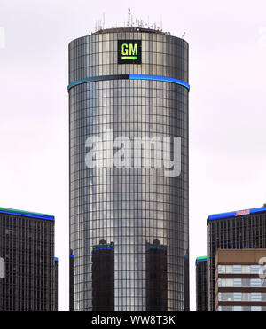 Detroit, Michigan, USA. 31st July, 2019. The General Motors world headquarters office is seen at Detroit's Renaissance Center. Credit: Paul Hennessy/SOPA Images/ZUMA Wire/Alamy Live News Stock Photo
