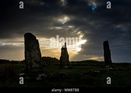 The Glengorm standing stones, near Glengorm Castle, Isle of Mull, Scotland, UK