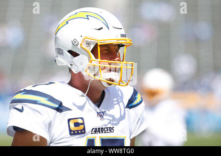 September 08, 2019 Los Angeles Chargers quarterback Philip Rivers (17) in action during the NFL game between the Los Angeles Chargers and the Indianapolis Colts at Dignity Health Sports Park in Carson, California. Charles Baus/CSM. Stock Photo