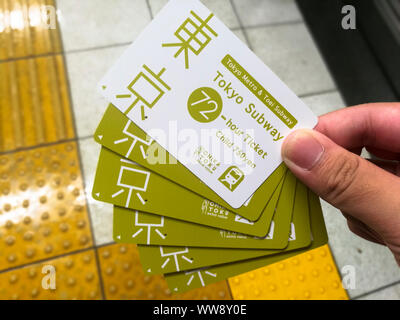 Convenience 72 hours validity  Tokyo Japan metro subway tickets for child and adult Stock Photo