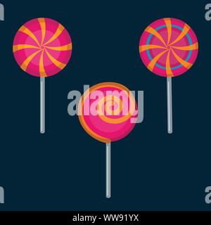 colorful sweet swirl lollipops vector illustration Stock Vector