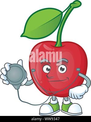 Doctor bing cherries isolated mascot in character Stock Vector