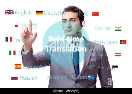 The concept of real time translation from foreign language Stock Photo