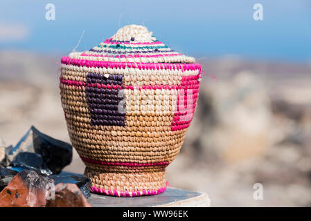 vintage empty weave wicker basket in Djibouti, East Africa Stock Photo