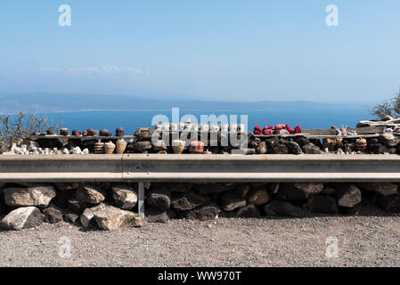 Tourist souvenirs toys sellers at Lac Assal, the lowest point on the African continent, Djibouti Stock Photo