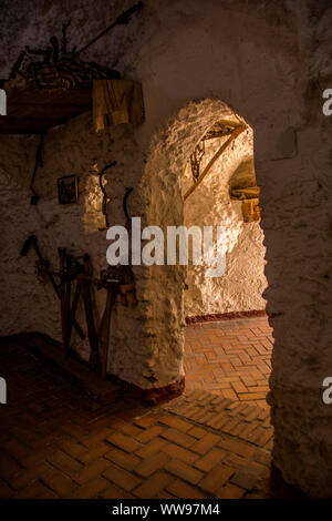 An underground cave in the city of Granada, Spain. Stock Photo