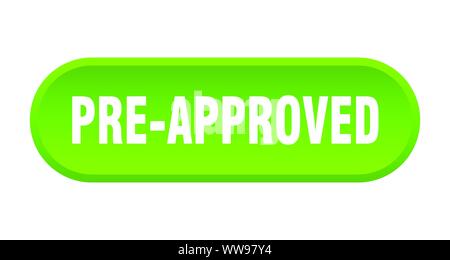 pre-approved button. pre-approved rounded green sign. pre-approved Stock Vector
