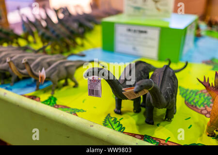 Jensen, USA - July 23, 2019: Quarry visitor center inside in Dinosaur National Monument Park outside with store and toys in Utah Stock Photo