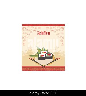 Sushi menu - artistic frame card Stock Vector