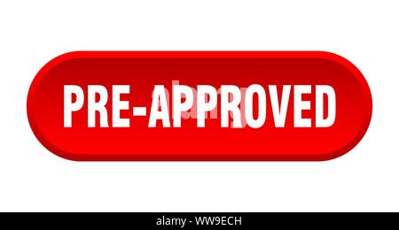 pre-approved button. pre-approved rounded red sign. pre-approved Stock Vector
