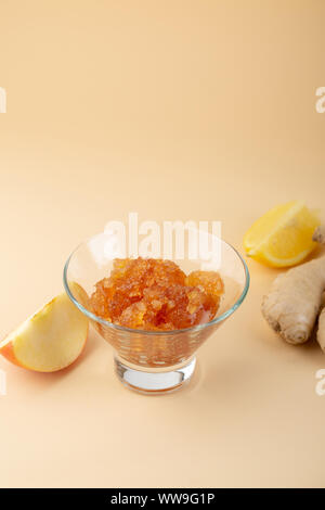 Apple confiture with ginger close-up, food Stock Photo