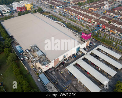 Johor Bahru, Malaysia - 6th September 2019: Aerial drone shot for Aeon Shopping mall with parking and street view, in Skudai, Johor Bahru, Malaysia. Stock Photo