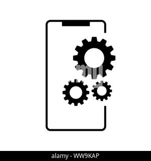 Smartphone line art mobile phone logo vector icon design template Stock Vector